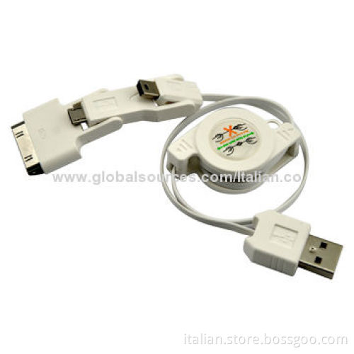 USB to 30-pin Micro Mini Retractable Cable for Apple, Samsung